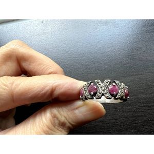 Antique silver and ruby stones ring, Size 7